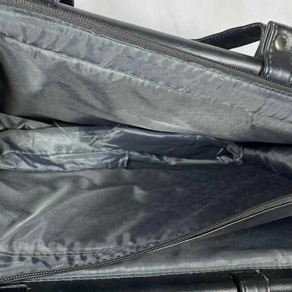 Solo New York Black Leather Laptop Bag Briefcase 15.5" Computer MacBook Strap - Picture 12 of 16